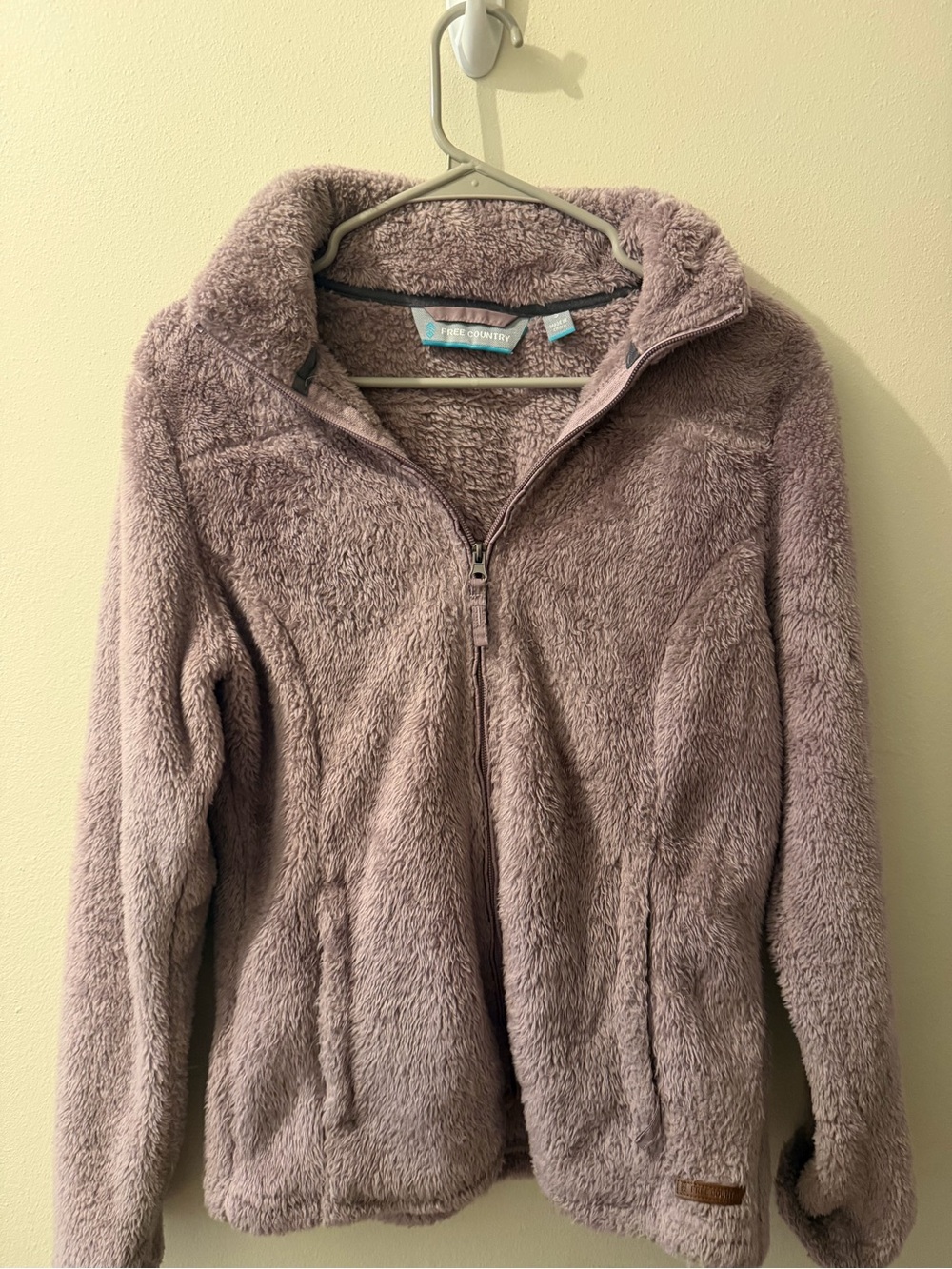 Free Country S Plush Zip-Up Jacket in Lavender Taupe
